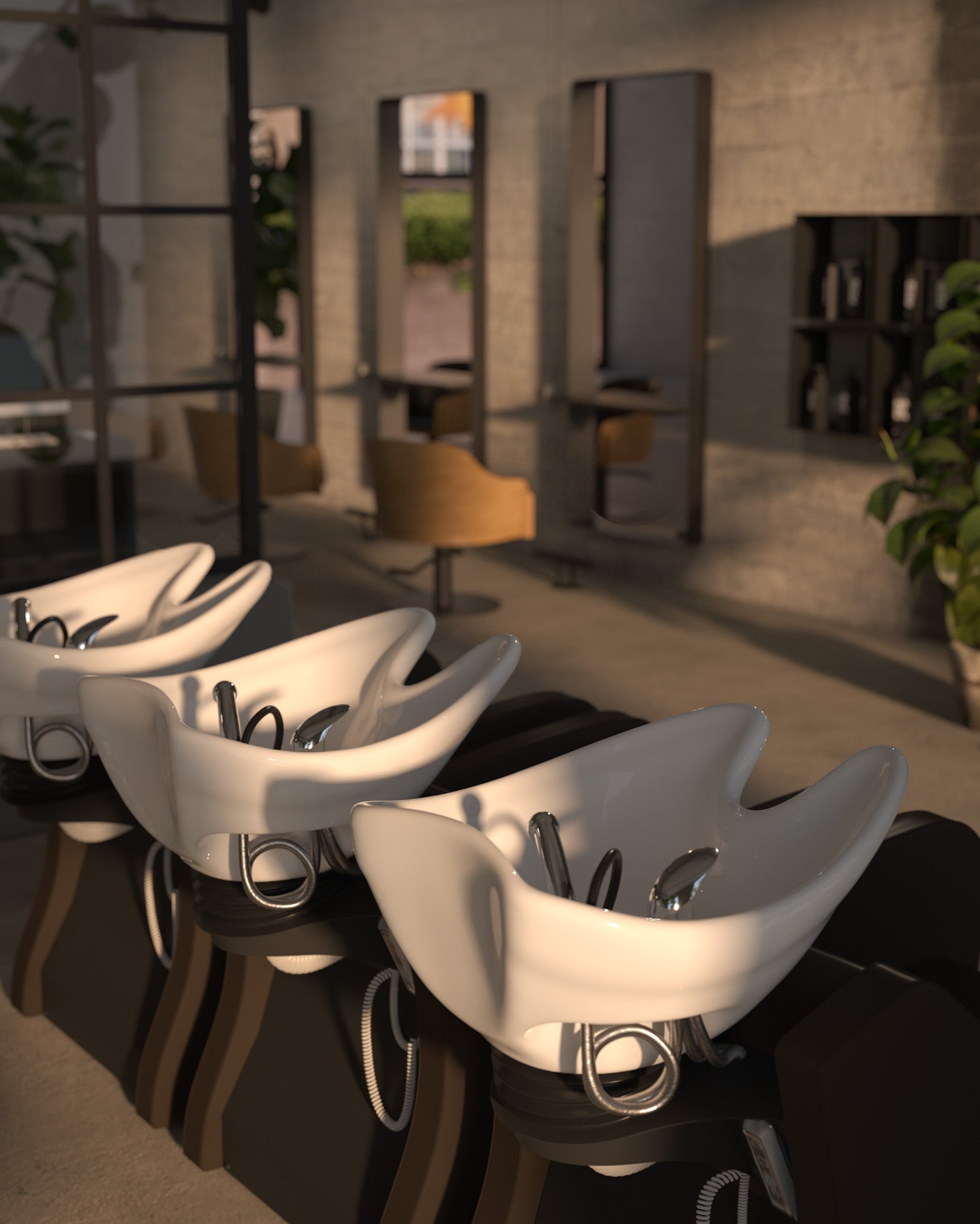 Fredda II - Brown washing unit with massage with white basin